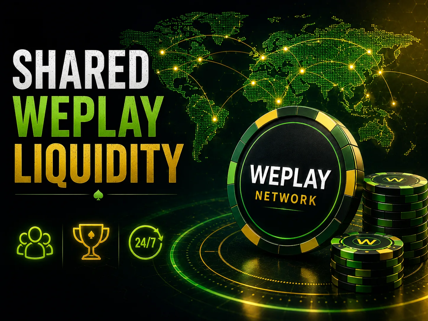 Geteilte WePlay-Liquidität — Spiel gegen das gesamte WePlay Network für mehr laufende Cash Games, größere Turniere und rund um die Uhr bessere Spielauswahl